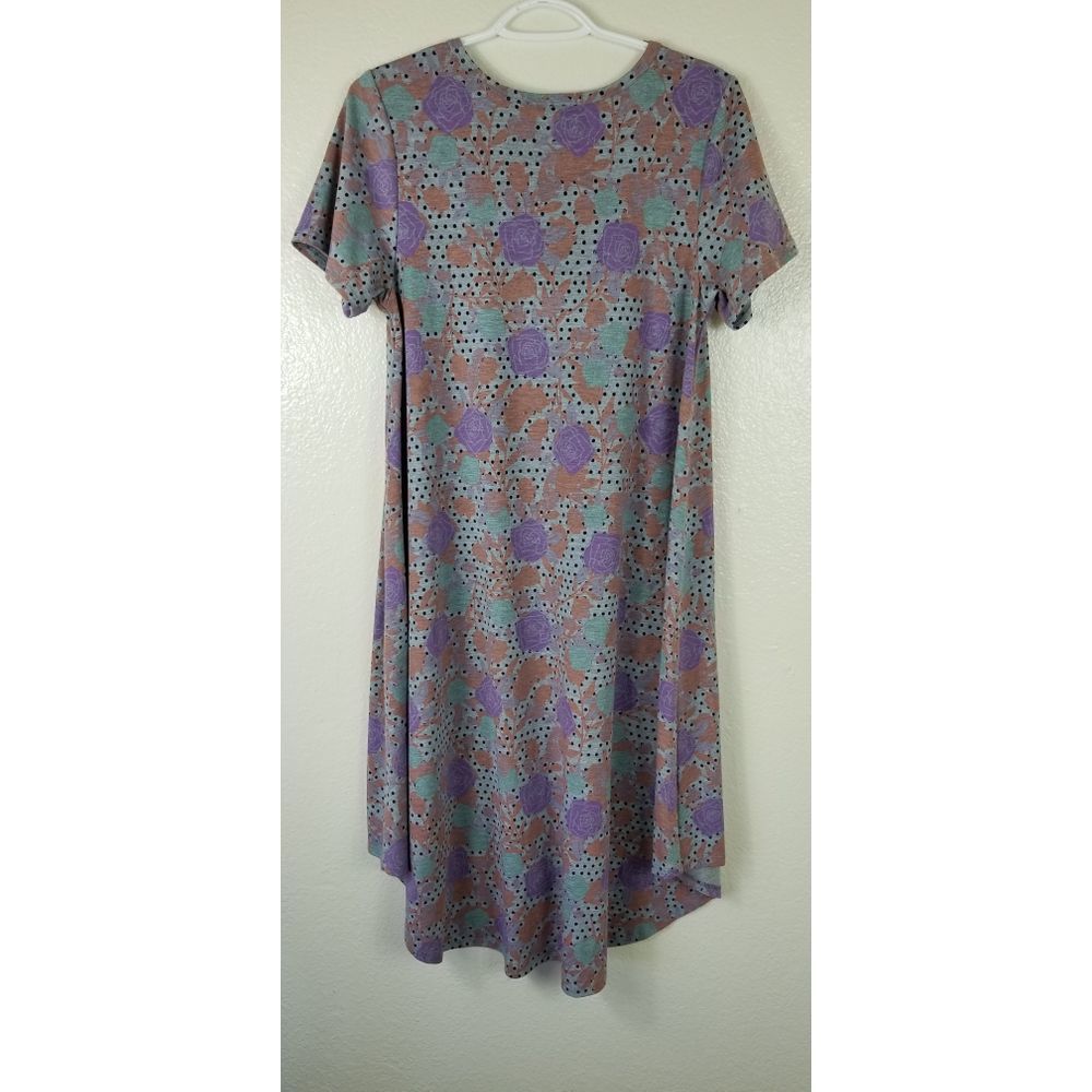 LulaRoe Gray Green Purple Floral Carley Sz S - Picture 3 of 4